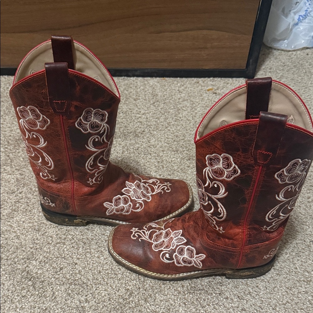 Shyanne Brown and Red Heeled Boots